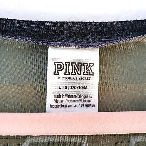 PINK Victoria's Secret Green and Black Short Sleeve Tee - Picture 4 of 5